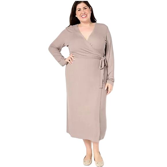 Barefoot Dreams Dresses & Skirts - QVC Barefoot Dreams Ultra Soft Rib Wrap Dress NWT BEACH ROCK PLUS SIZE 1X